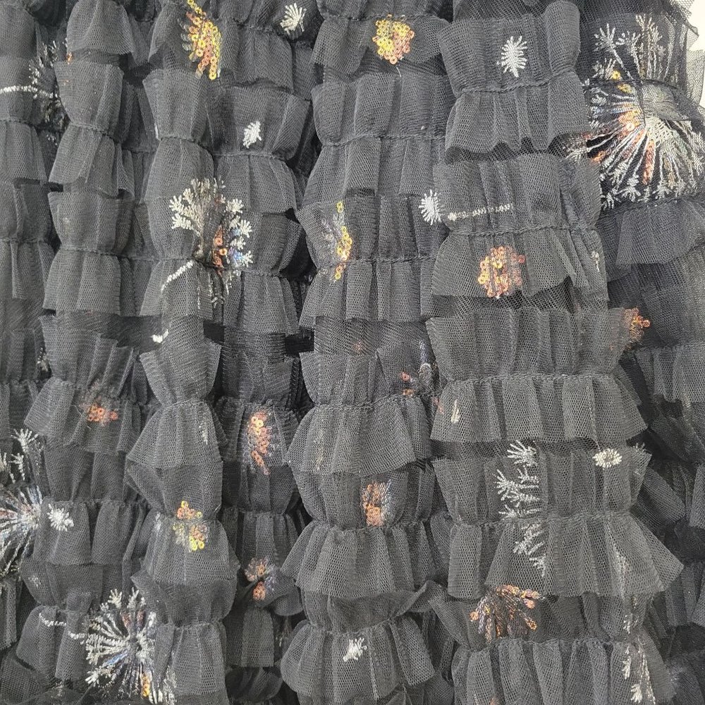 Beulah Style Black Ruffled Tulle High Low Embroidered Skirt NWT - Picture 5 of 8